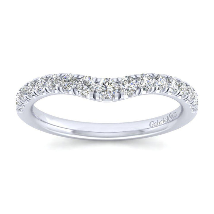 Wedding Ring - 14K White Gold .38cttw Curved Pave Diamond Wedding Band