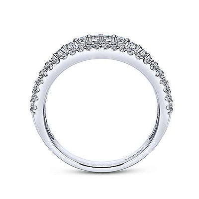 Wedding Ring - 14K White Gold .70cttw Triple Row Diamond Wedding Ring