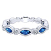 Wedding Ring - 14K White Gold Diamond And Marquise Sapphire Stackable Ring