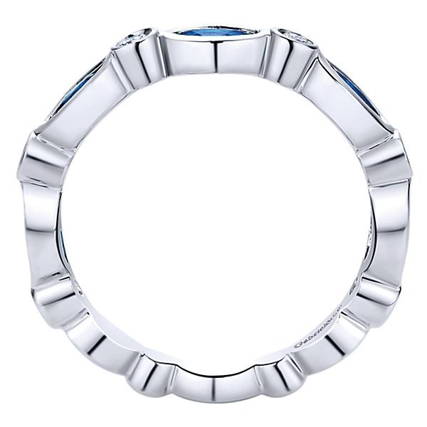 Wedding Ring - 14K White Gold Diamond And Marquise Sapphire Stackable Ring