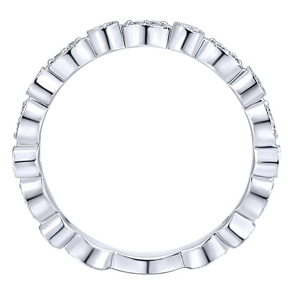 Wedding Ring - 14K White Gold Marquise Shaped Stackable Round Diamond Ring