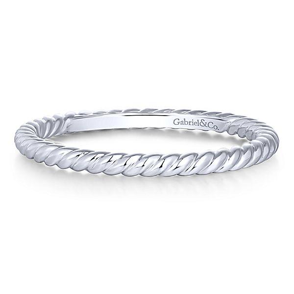 Roped Design Stackable Ring 14K White Gold