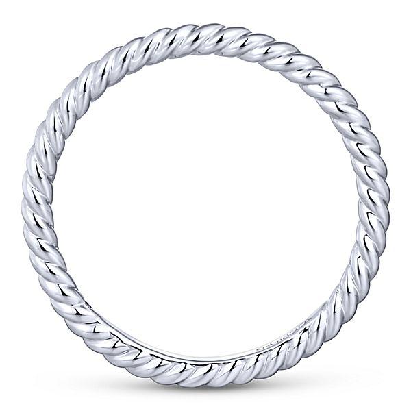 Wedding Ring - 14K White Gold Rolled Metal Design Stackable Band