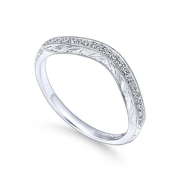 Vintage Curved Diamond Ring .09 Cttw 14K White Gold 197B