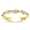 Wedding Ring - 14K Yellow Gold Crossover Woven Diamond Stackable Ring