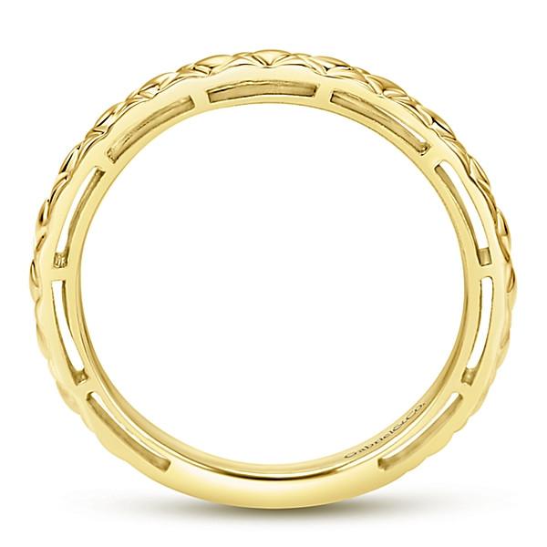 Wedding Ring - 14K Yellow Gold Engraved Stackable Ring
