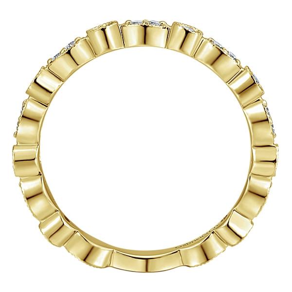 Wedding Ring - 14K Yellow Gold Marquise Shaped Stackable Round Diamond Ring