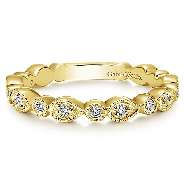 Wedding Ring - 14K Yellow Gold Pear Shaped Stackable Diamond Ring