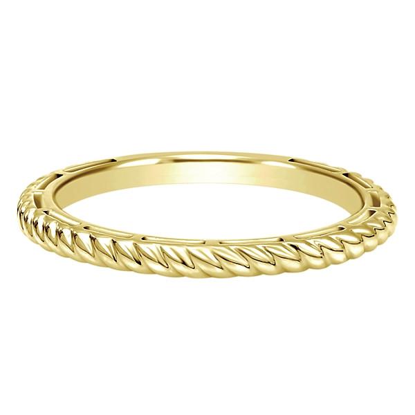 Wedding Ring - 14K Yellow Gold Stackable Ring With Roped Design
