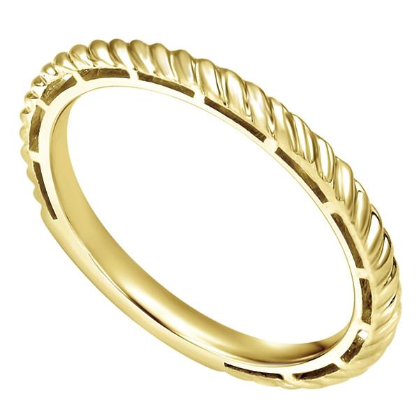 Wedding Ring - 14K Yellow Gold Stackable Ring With Roped Design