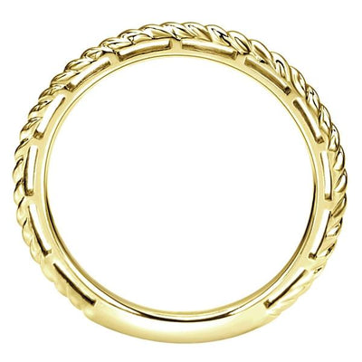 Wedding Ring - 14K Yellow Gold Stackable Ring With Roped Design