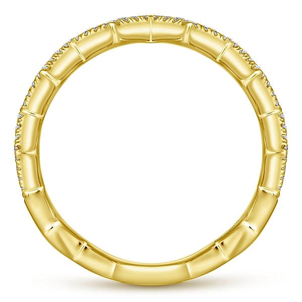 Wedding Ring - 14K Yellow Gold Zig Zag Diamond Stackable Ring