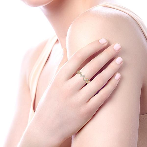 Wedding Ring - 14K Yellow Gold Zig Zag Diamond Stackable Ring
