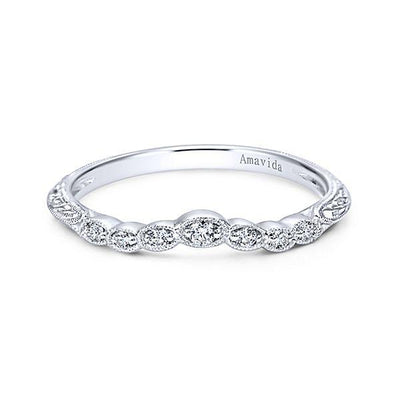 Wedding Ring - 18K White Gold Vintage Inspired Amavida Diamond Wedding Ring