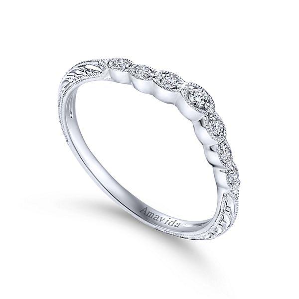 Wedding Ring - 18K White Gold Vintage Inspired Amavida Diamond Wedding Ring