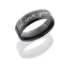 Wedding Ring - 7MM Black Zirconium Wedding Ring With Custom Handwriting Engraving