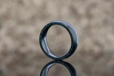 Black Zirconium Domed Band With Malachite Side Inlay