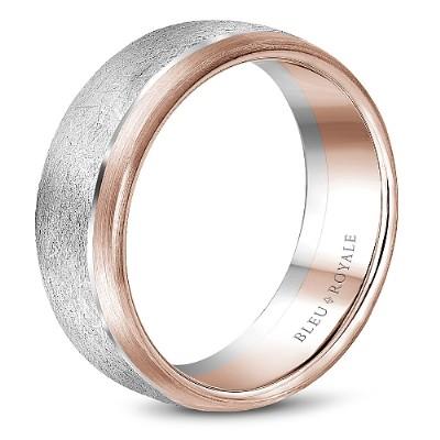 Wedding Ring - Bleu Royale 14K Rose And White Gold Diamond Brush Wedding Ring
