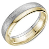 Wedding Ring - Bleu Royale 14K Two-tone 6MM Mens Wedding Ring With Distressed Diamond Brush Finish And Polished Finish