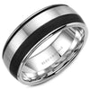Wedding Ring - Bleu Royale 14K White Gold Mens Wedding Ring With Black Carbon Accent