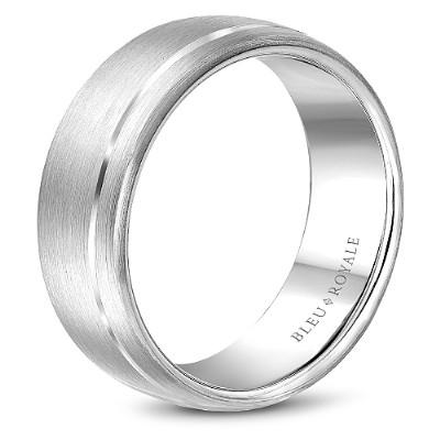 Wedding Ring - Bleu Royale 14K White Gold Mens Wedding Ring With Sandpaper Finish