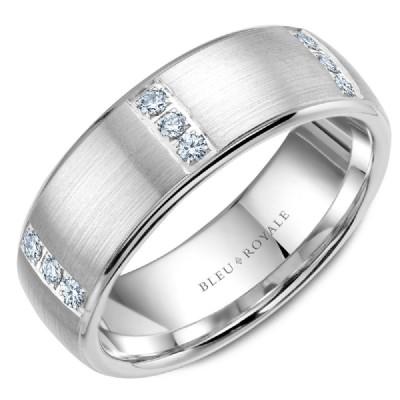 Wedding Ring - Bleu Royale 14K White Gold Vertical Diamond Mens Wedding Ring