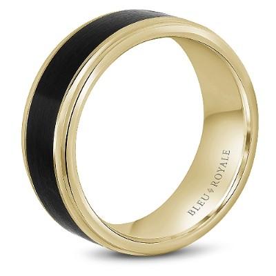 Gold Tungsten Ring High Polished Wedding Band w/ Black Carbon Fiber In –  Monica Jewelers