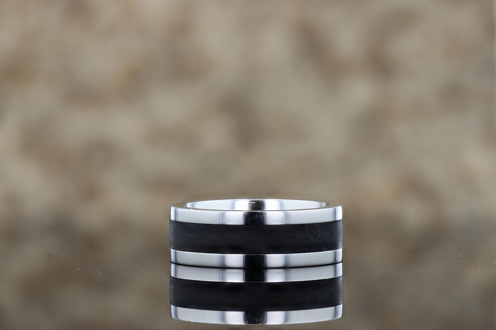 Cobalt Chrome High Polished Wedding Ring with Forged Carbon Fiber Inla