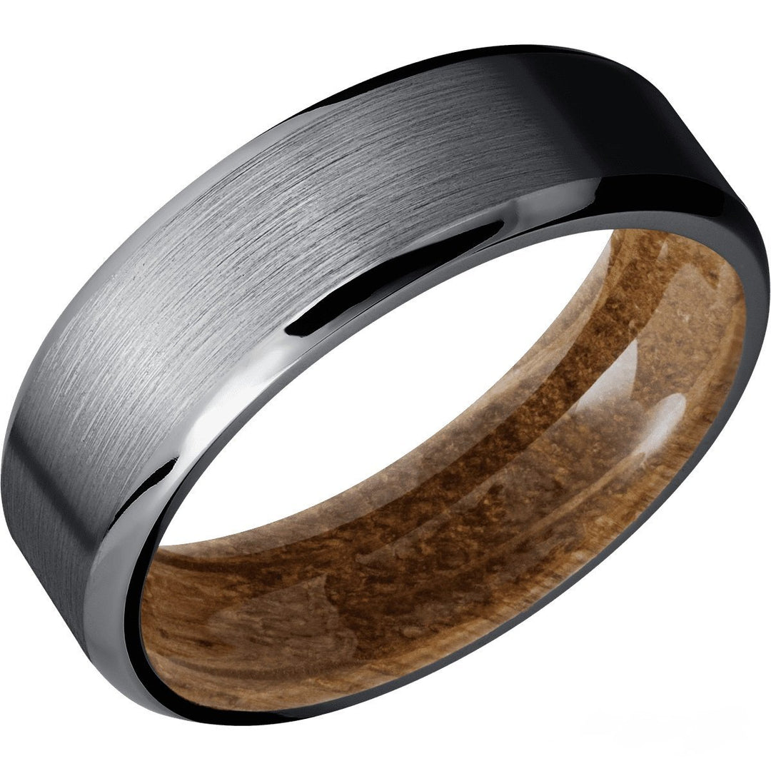 Tantalum Band With Genuine Whiskey Barrel Hardwood Sleeve