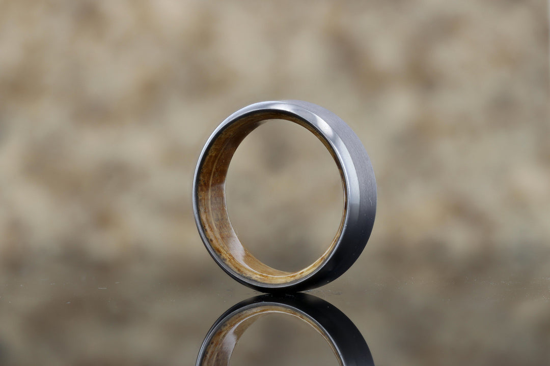 Tantalum Band With Genuine Whiskey Barrel Hardwood Sleeve