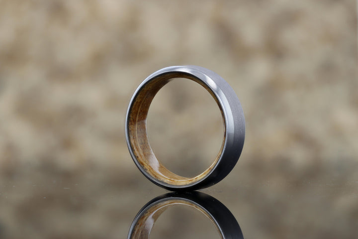 Tantalum Band With Genuine Whiskey Barrel Hardwood Sleeve
