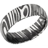 Woodgrain Damascus Steel Wide Domed Band With Acid Finish